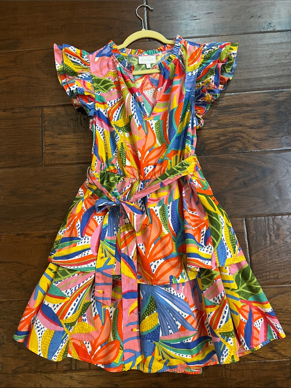 Sugarlips Multicolor Tropical Print Dress — Pink, Orange, Blue, Green, Yellow